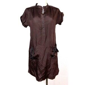 GAP Women’s Vintage NWT Mini Shirt Dress size S Chocolate Brown Satin Lyocell